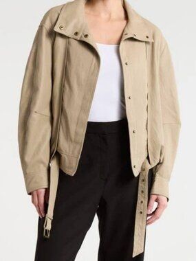 MAX STUDIO Faux Leather Bomber Jacket